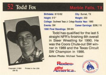 1991 Rodeo America Set B #52 Todd Fox Back
